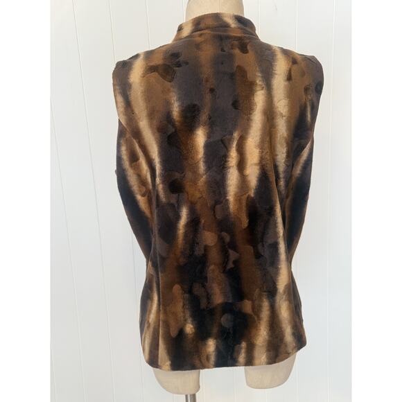 Jordan Vest Womens Large Faux Fur Animal Print Full Zip Soft Sleeveless Jacket - Picture 5 of 7